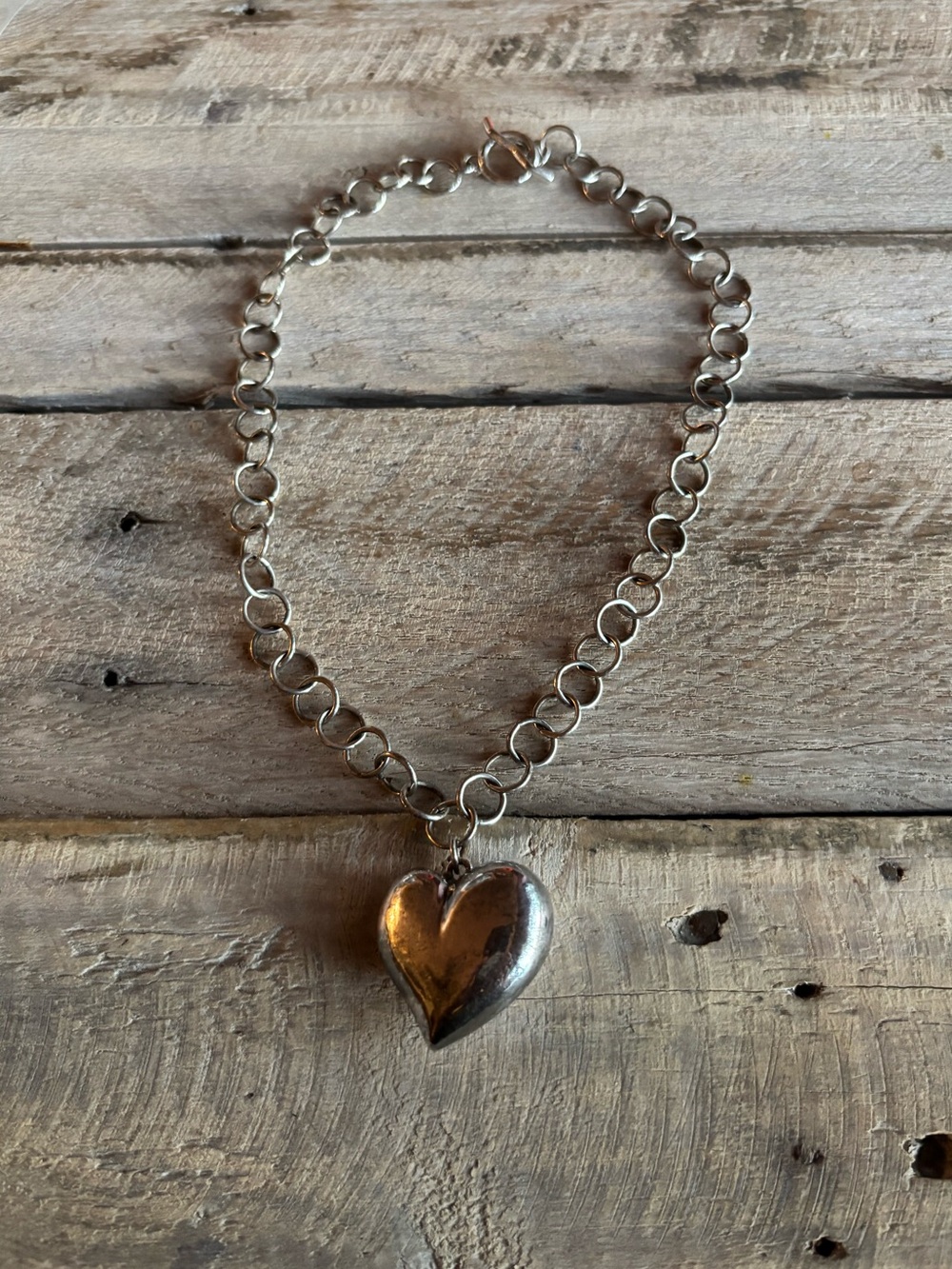 Sterling Silver Puffy Heart Necklace